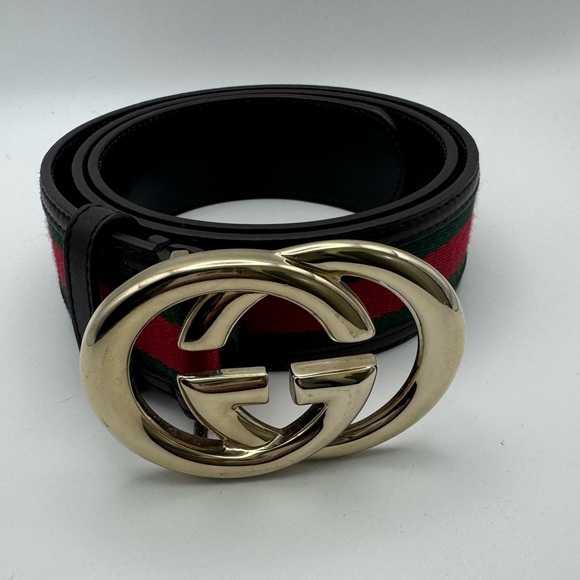Gucci interlocking GG web stripe belt size 85/34 authentic excellent condition - Picture 2 of 6